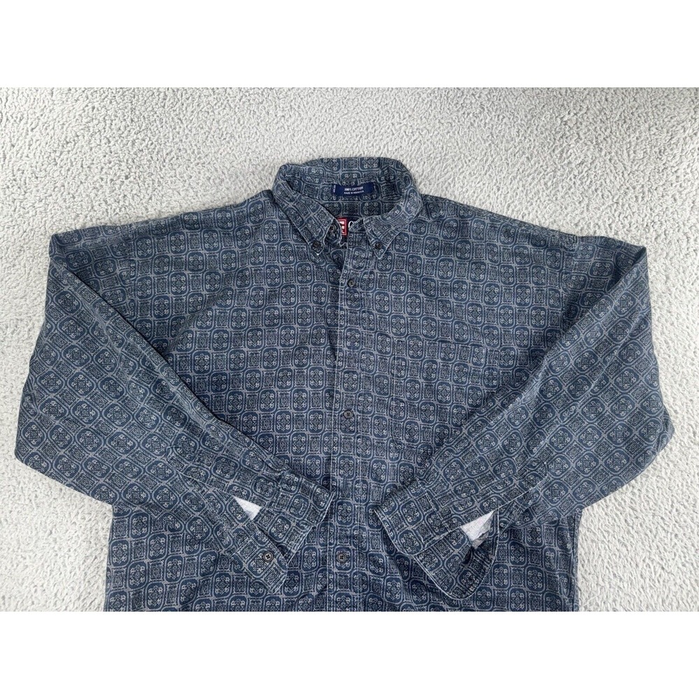 Vintage Chaps Ralph Lauren Shirt Men Large Geometric Button Down Long Sleeve Y2K